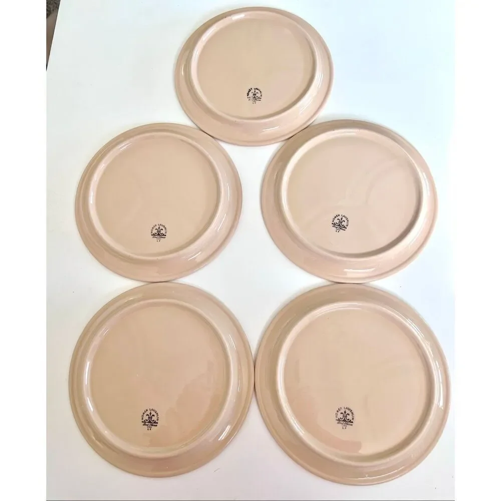 Set of 5 Vintage Homer Laughlin China Restaurant Ware Divided Plate Tan 9 3/4